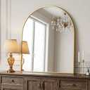 AMOISE Arched Mirror for Bathroom, 32"x30" Gold Vanity Bathroom Mirror for Over Sink, Metal Framed with HD Shatter-Proof Glass for Entryway, Living Room,Bedroom