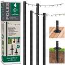 EXCELLO GLOBAL PRODUCTS Bistro String Light Poles - 4 Pack - Extends to 10 Feet - Universal Mounting Options Included with 100 ft. of G40 LED Lights (100 Lights)