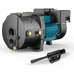 1HP Shallow/Deep Well Jet Pump with Ejector Kit, 115V/230V Durable Cast Iron Pump, Well Depth up to 50 ft, Automatic Pressure Switch, for Farm, Lawn, Garden