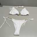 swimall Women's Thong Bikini Set Sexy String High Cut Triangle Swimsuit Two Piece Brazilian Bathing Suit (Large, 505 - White)