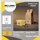 Mr-Label 2" Square White Synthetic Paper Sticker Label - Waterproof and Tear-Resistant - for Inkjet & Laser Printer - for Food Package | Gift Bag | Jar (100 Sheets Total 1200 Labels)