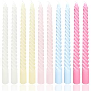 10 Inch Multi-Colored Taper Candle Set, 10 Pack Unscented Dripless Candlesticks for Family Dinner Parties Home Decoration Picnic