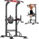 SogesHome Pull Up Bar and Dip Station, Heavy Duty Adjustable Home Gym Equipment for Strength Training, Multifunctional Workout Bar with Resistance Bands Full Body & Core Exercise