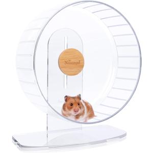 Niteangel Super-Silent Hamster Exercise Wheels: - Quiet Spinner Hamster Running Wheels with Adjustable Stand for Hamsters Gerbils Mice Or Other Small Animals (L, Transparent)