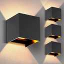 4-Pack Outdoor Wall Lights Exterior/Interior. 4.33''Square Modern LED Wall Sconce,Up Down Lights Outdoor IP65 Exterior Light Fixtures.15W Warm Light 3000K Aluminum Outdoor Wall Lighting Fixtures.