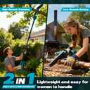2-in-1 Electric Pole Saws for Tree Trimming, 8 Inch Cordless Mini Chainsaw with Extension Pole, Battery Powered Brushless Pole Chain Saw with 2*4.0Ah Batteries, Max 15 FT Reach for Tall Tree