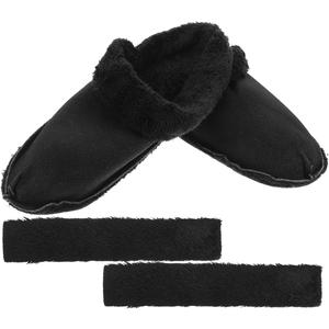 LIFKOME Fuzzy Shoe Insoles Black Fur Liner Inserts for Clogs Replacement Removable Plush Fluffy Lining Warm Insoles Winter Sandals Lining for Women Men Size 7-7.5