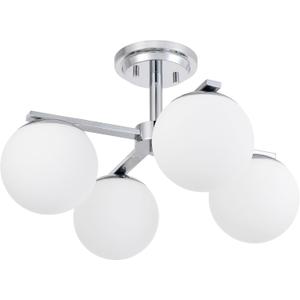 Chrome Semi Flush Mount Ceiling Light, 4-Ligh Modern Kitchen Lighting Fixtures with Globe Glass Shade, Hallway Light Fixtures Ceiling Mount for Dining Room, Living Room, Bedroom, Foyer