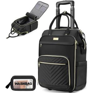 Star Cloud Rolling Backpack for Women,Dual-Opening Carry On Backpack with Wheels,Wheeled Laptop Backpack with Lock,USB & Type-C Charging Port, Softside Roller Backpack for Travel College Business Work