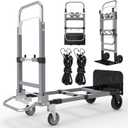 Suzhi Convertible Hand Truck Dolly Cart with Wheels Heavy Duty/with 4 Wheels / 500Lbs Load, 2 Straps for Furniture/Appliance/Carton/Warehouse/Office/no Need to Install, Easy to fold as Video