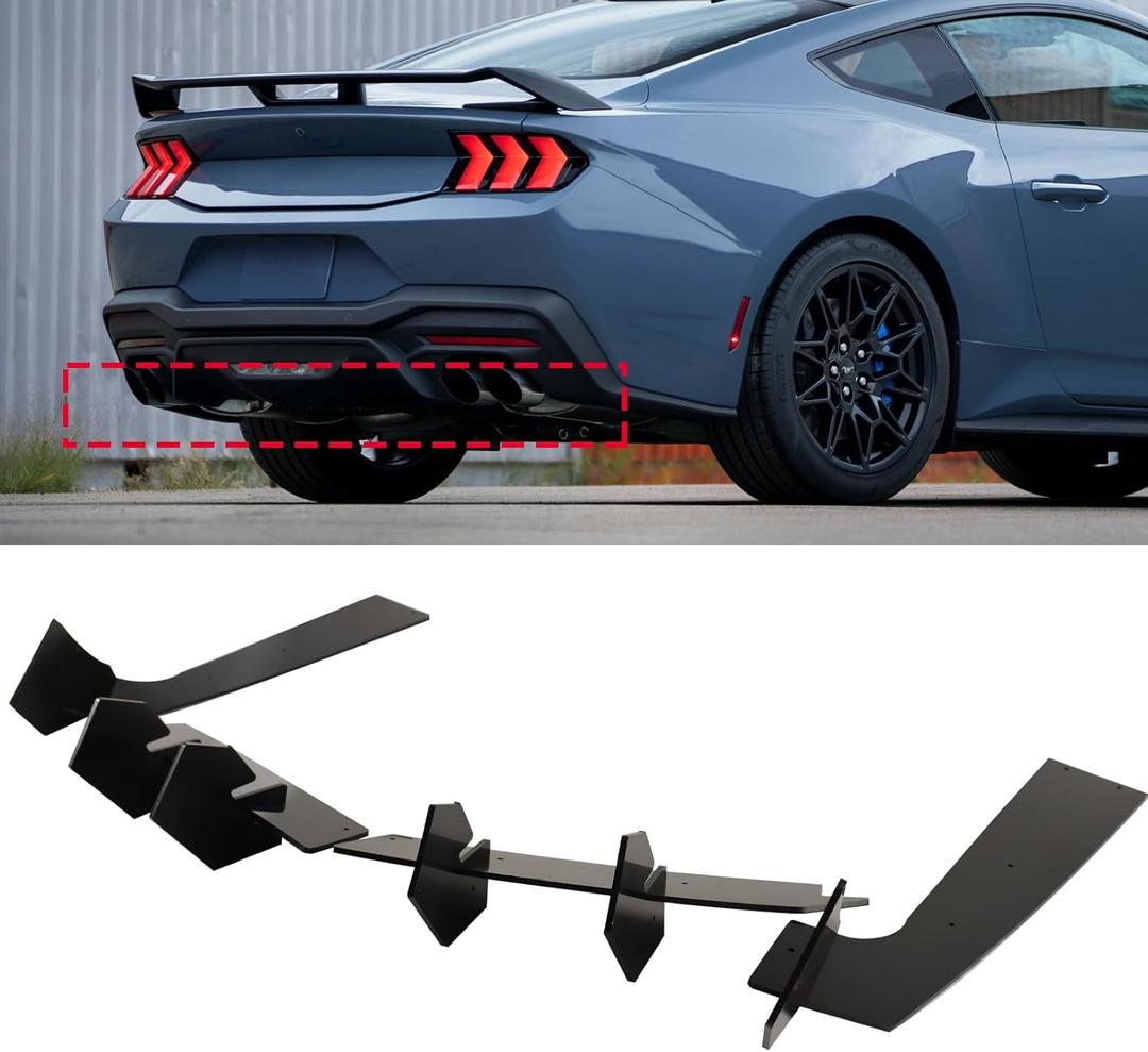 Glossy Black Rear Bumper Lip Diffuser for 2015-2023 Ford Mustang Rear Bumper Spoiler Diffuser Splitter Diffusor Lip