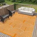 Anidaroel Rainbow Patio Rugs Outdoor 8X10 Waterproof, Reversible Camping Rug for Outside RV, Portable Plastic Straw Outdoor Area Rug for Backyard, Garden, Pool Deck (Orange, 8X10')