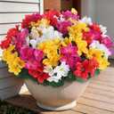 16 Bundles Artificial Flowers for Front Door, Fake Silk Azalea Bouquet Silk Flowers for Outside UV Resistant Realistic Faux Plants for Planter Farmhouse Patio Garden Walkways Home Decor (Mixed Color)