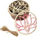 30 Pack 4 Inch Wood Lotus Cutouts Unfinished Wood Lotus Crafts Wooden Lotus Hanging Ornaments DIY Lotus Craft Gift Tags for Home Party Decoration