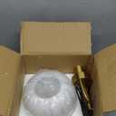 Brikey White Glass Pendant Light with Brass Gold Base, White Ceiling Light Hanging Lamp for Bedside Dining Table Kitchen Island (7.8 inch, White)