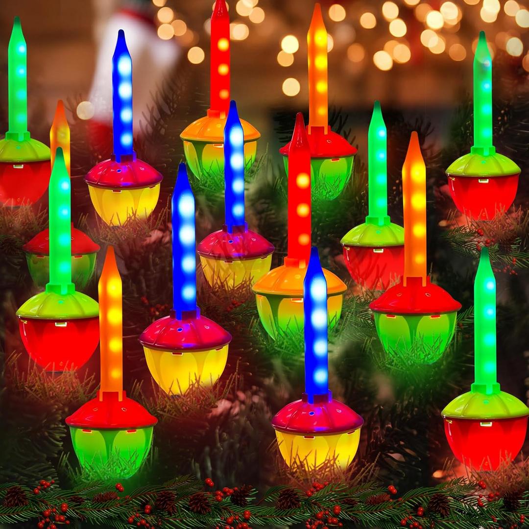 Christmas Multicolor Bubble Lights, 15.5Ft Christmas Decorations Lights with 16 Colored LED Bubble Light Bulbs, Vintage Hanging String Lights for Christmas Tree Patio Home Decor, C7/E12 Base, 0.6W