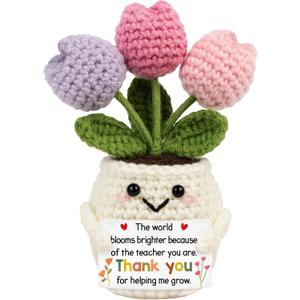 Teacher Appreciation Gifts - Teacher Gifts for Women - Teachers Appreciation Week, Thank You Crochet for Teachers Women - Emotional Inspirational Positive Tulip Doll Toy Figure Crochet