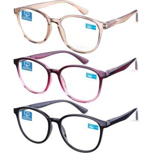K KENZHOU Blue Light Reading Glasses for Woman Men Computer Gaming Phone TV Bluelight Blocking Glasses for Eye Strain,3-Pack (C1c7c10)