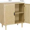 Finnhomy Sideboard Buffet Cabinet, Kitchen Storage Sideboard with Rattan Decorated Doors, Liquor Coffee Buffet, Dining Room, Hallway, Console Table, Accent Cabinet, 31.5X 15.8X 34.6 Inches, Natural, Large
