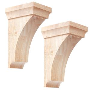 Vercraft 2 Pcs 3 1/2" W x 3 3/4" D x 6" H Traditional Wood Corbels Wooden Shelf Brackets Unfinished Paintable Solid Wooden Bracket for Doorway Home Shelves Cabinet Furniture Support