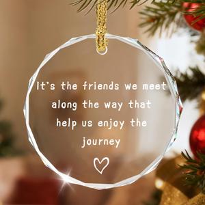 Friends We Meet Along The Way, Friends Gifts, Heart Plaque/Sign, Gifts for Friend, Friendship Gift, Crystal Keepsake, Friendship Christmas Ornament