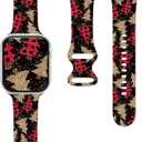 2 x Christmas Watch Bands for Apple Watch Band 38/40/41/42/44/49mm for Men Women, Silicone Waterproof Adjustable Printed Smartwatch Strap for iWatch Series 9 8 7 6 5 4 3 2 1 SE Replacement Wristband Gifts (Red Christmas Tree)