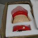 BNOSDM Ceramic Hamster Hideout and Food Bowl Set Cute Mushroom Shape Hamster House and Habitat Cool Hamsters Hide Suitable for Syrian, Mice, Dwarf Hamsters, Gerbils (Red)