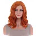 incohair Dark Orange Wig Side Part Short Curly Bob Wig Orange Synthetic for Cosplay Halloween Party or Daily Use