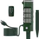 TESSAN Outdoor Power Stake Light Timer Waterproof, Wireless Remote Control, Yard Stake Countdown Timer2, 4, 6, 8 Hour, 6 Outlets, Dusk to Dawn for Lights and Garden Courtyard Decoration