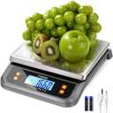 Atogou 66lb Food Scale, Commercial Kitchen Scale Plug-in Usable with Full View LCD Display, Stainless Steel, for Baking, Bread, Cooking, Meat, Vegetables, Farm, Industry LC200 Grey