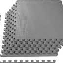 BalanceFrom 24x24 Inch EVA Interlocking Foam Exercise Tile Mat  Non-Slip Puzzle Flooring for Home Gym, Fitness Studio, or Playroom with Multiple Thickness, Coverage Sizes and Color Options (Grey)