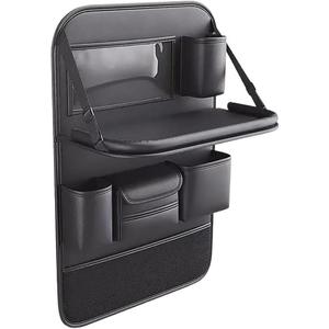 Car Backseat Organizer with Foldable Table Tray - Universal Auto Seat Back Organizer with Tablet Holder, Kick Mats Protector, Storage Pockets for SUV Sedan