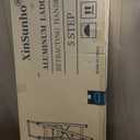 XinSunho 5 Step Ladder, Retractable Handgrip Folding Step Stool with Anti-Slip Wide Pedal, Aluminum Stool Ladders 5 Steps, 330lbs Safety Household Ladder (Silver)