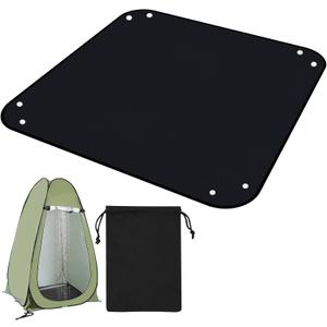 Outdoor Camping Shower Mat, 39.4" Portable Shower Pan, Shower Base Floor Simple Version Shower Mat for Camp Shower Tent Prevent Dirtying & Feet Protect, Not Included Tent (Black)