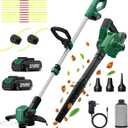 KIMO 20V Weed Wacker and Blower Combo w/2 x 2.0Ah Battery & Charger, 12 Inch String Trimmer w/10Pcs Cutting Lines, 4-in-1 Leaf Blower Cordless w/Vacuum, 3 Nozzles & 20" Extended Tube for Yard, Garden