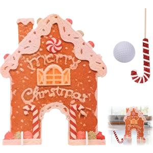 Gingerbread Golf Game Set,Christmas Wooden Mini Golf with Candy Cane Club & Balls, Christmas Indoor Family Game for All Age Groups, Funny Christmas Party Game Gift Idea for Home Holiday Gatherings
