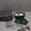 Sitlais Heated Lunch Box for Men&Women  80W Electric Lunch Box for Adults with Dual 1.5L 304 Stainless Steel Containers Fast Heating Portable Food Warmer for Car&Truck lonchera eléctrica portátil