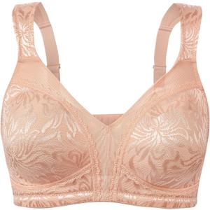 Wingslove Women's Full Coverage Non Padded Comfort Minimizer Wire-Free Bra Plus Size (44G, Pink Nude)