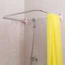 Hershii Curved Corner Shower Curtain Rod Wall Mounted U-Shaped Bathroom Curtain Hanger Pole Decorative Bath Metal Shower Rail Bar 40.15'' x 38.58''