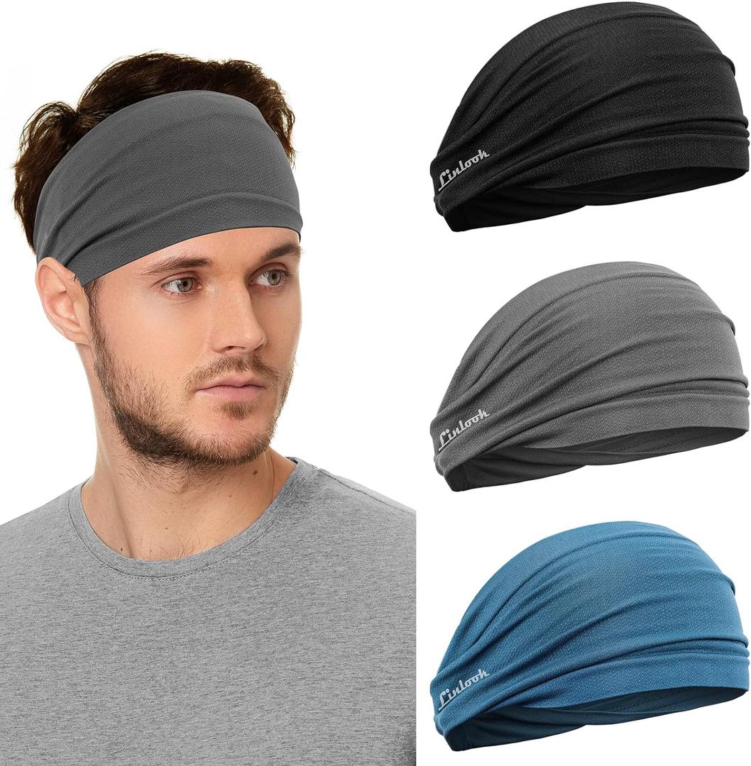 Running Headband for Men and Women - Wide Moisture Wicking Sweatbands for Fitness, Running, Hiking, Cycling, Yoga, Basketball