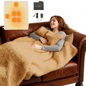 Ourea Cordless Heated Blanket with 10000mAh Power Bank, Portable Rechargeable Sherpa Throw, Low-Voltage Battery Operated Heating Blanket for Indoor & Outdoor Use, Soft Warm Cozy Gift for Women