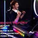 4200J Expandable RGB Power Strips with PC Surge Protection PD 20W Fast Charging Station for 1USBC&1USBA Ports 6 Outlets Desk Gaming Room Power Strip Multiple Devices Home Offices Extension Cord Black