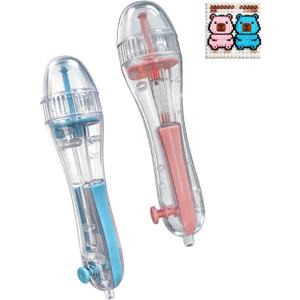 2-Pack Fuse Bead Pens for 2.6mm Beads, Precision Placement with Transparent Pen Body, Bead Dispenser for DIY Decor and Beginners (Blue + Pink)