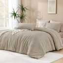 Andency Oatmeal Comforter California King Size, 3 Pieces Boho Bedding Set & Collections, Farmhouse Tufted Fluffy Bedding Comforter Sets for All Seasons (1 Comforter 104x96In, 2 Pillowcases)
