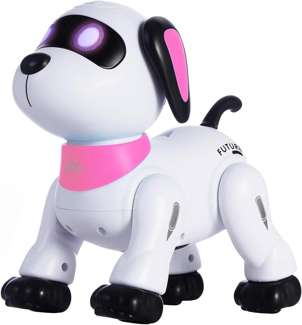 yiman Remote Control Robot Dog Toy  Programmable Smart Robot Dog for Kids 3+, Interactive Dancing & Sound, RC Stunt Toys with LED Eyes, Electronic Pet Toy for Boys & Girls Gifts (Pink)