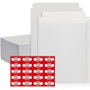 Rigid Mailers 12.75x15 Inches Pack of 100 Self Adhesive White Magazine Mailers Used as Mailing Supplies for Mailing Documents, Photos, CDs, Magazines and Literature