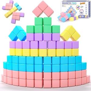 45pcs Magnetic Blocks for Kids Ages 3-5,Magnetic Building Blocks for Toddlers Girl Toys,Creative Sensory Toys 1-3 Magnet Cubes Toys Gifts for 3 4 5 6 7 8 Year Old Boys & Girls Valentines Day Toy
