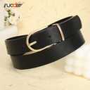 SUOSDEY 2 Pack 3 Pack Womens Fashion Leather Belts for Jeans Dresses Pants Black Brown Beige Ladies Belts with Gold Buckle (Black)