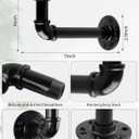 MUZIK Shelf Brackets, 12 Pack Industrial Pipe Floating Shelf Bracket, Heavy Duty Wall Mount Shelf Brackets & Supports, Vintage Black Iron Finish DIY Pipe Brackets for Shelves (7*4 Inch)