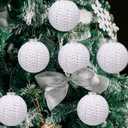 6 Pcs 2.75 Inch Crochet Christmas Ornaments Balls Christmas Knitted Ornaments Neutral Hanging Decoration Handmade Crochet Decoration for Xmas Tree Rustic Neutral Xmas Decor(White)